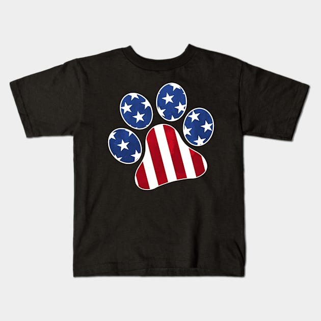 ANIMAL PAW USA FLAG Kids T-Shirt by missalona